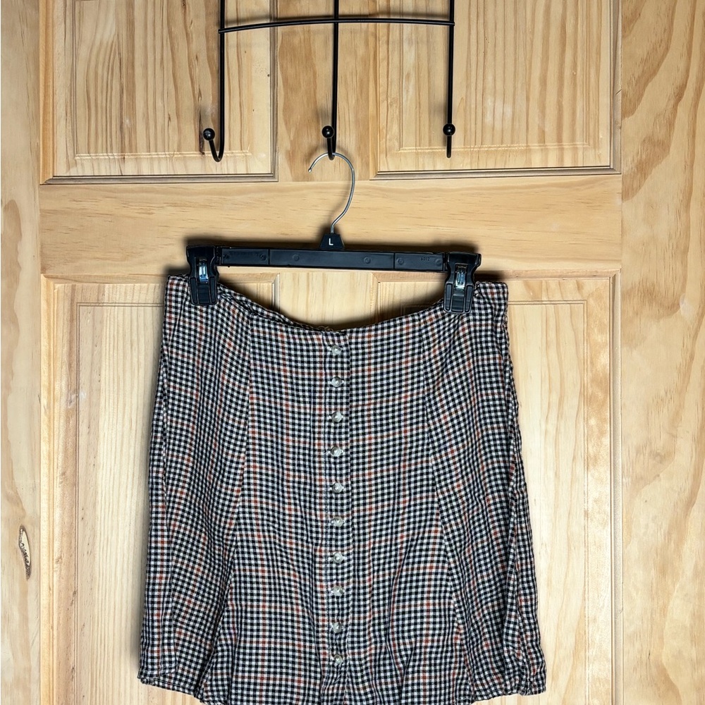 Plaid Button-Front Skirt